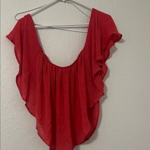 Express Vibrant Red Ruffle Blouse